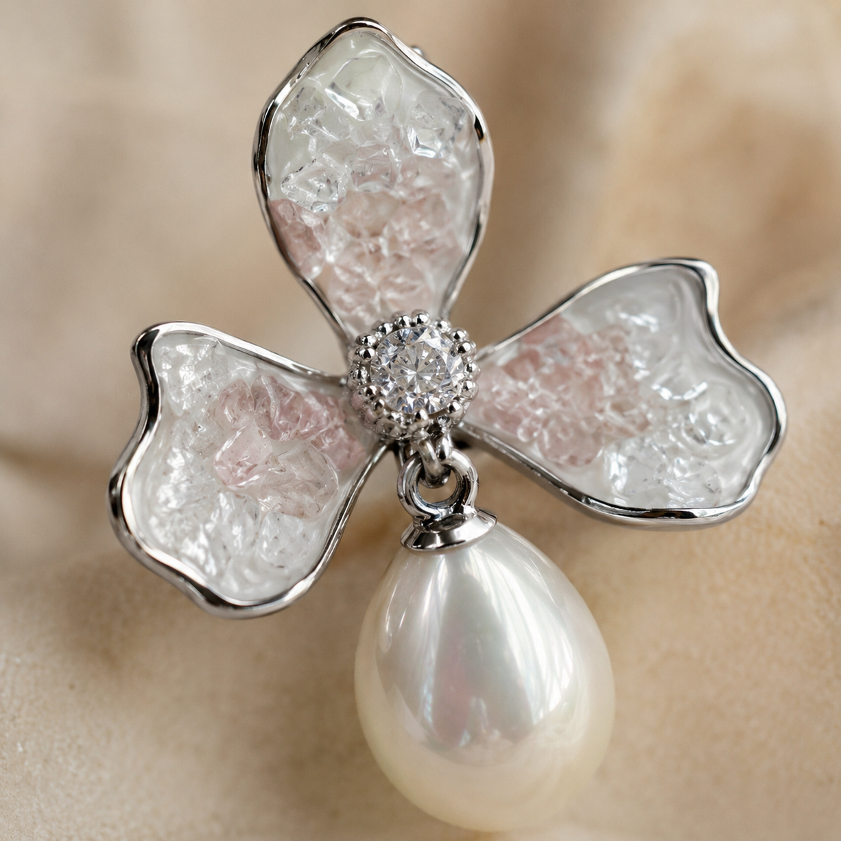 Blush Petal Pearls Earrings | 925 Silver