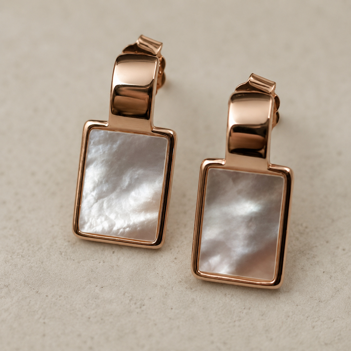 Blush Square Shell Earrings | 925 Silver