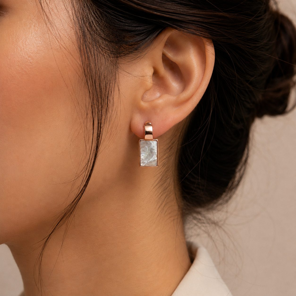 Blush Square Shell Earrings | 925 Silver