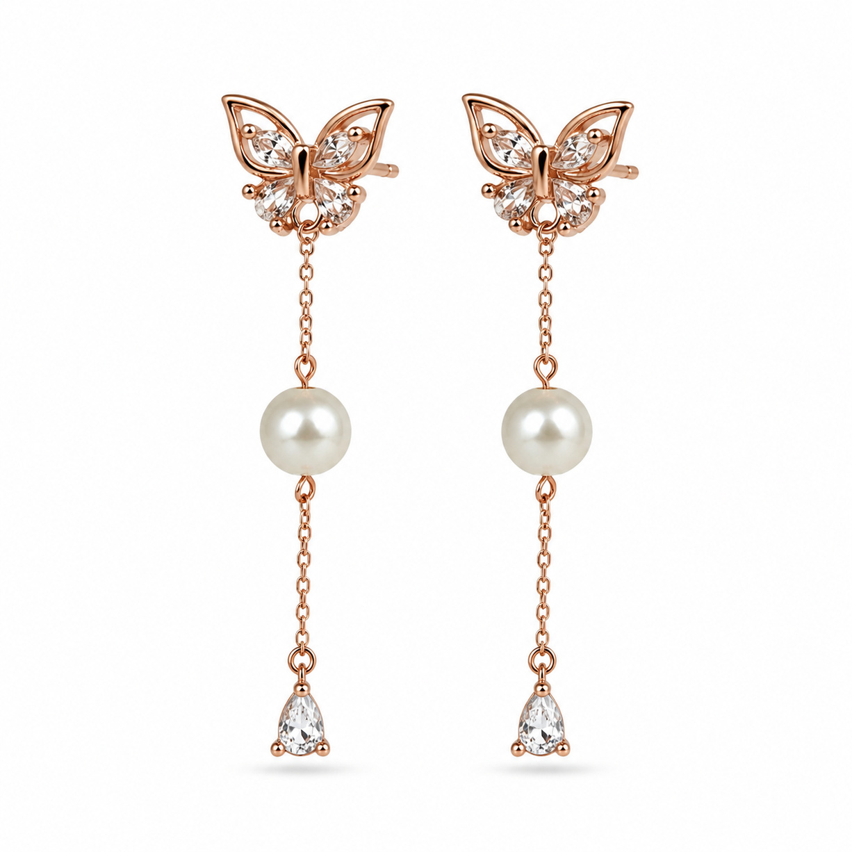 Blush Whisper Rose Drop Earrings | 925 Silver