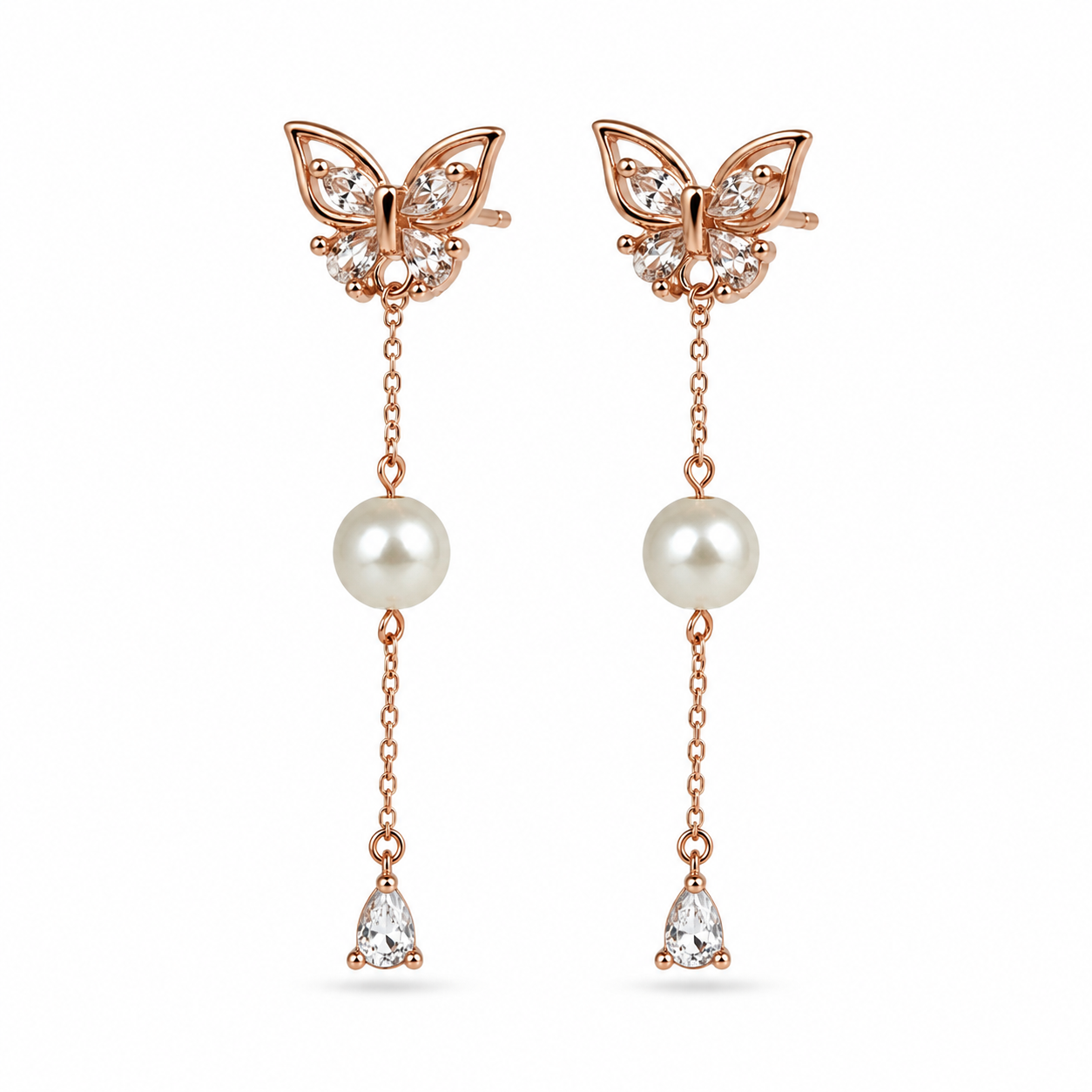 Blush Whisper Rose Drop Earrings | 925 Silver
