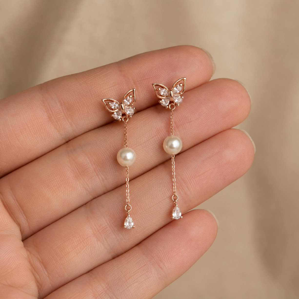 Blush Whisper Rose Drop Earrings | 925 Silver