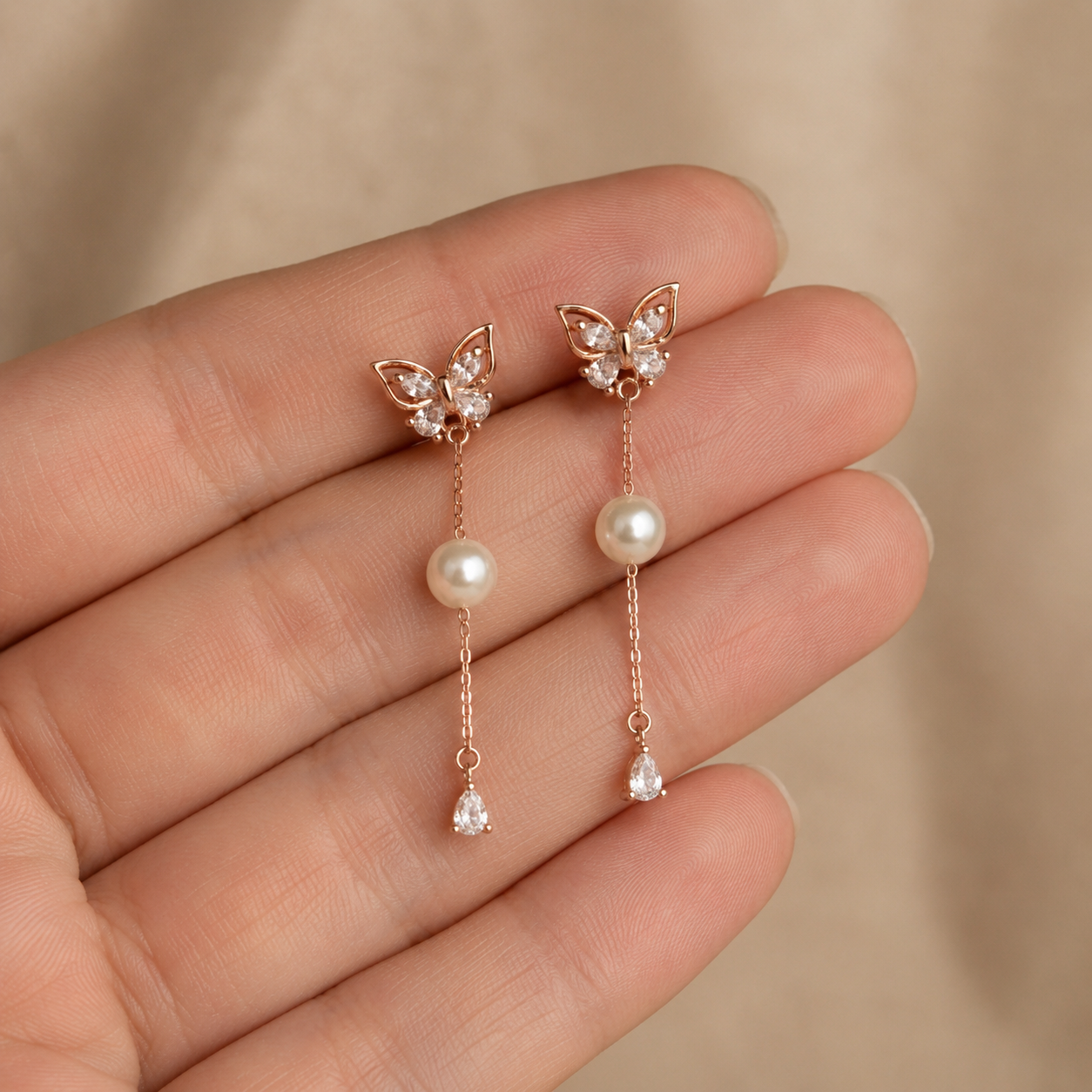 Blush Whisper Rose Drop Earrings | 925 Silver