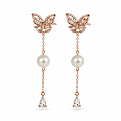 Blush Whisper Rose Drop Earrings | 925 Silver