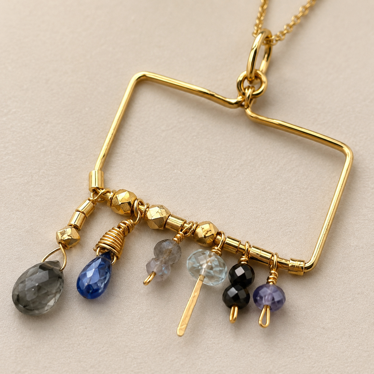 Boho Prism Charm Frame Necklace | 925 Silver
