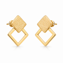 Bold Gold Square Danglers | 925 Silver