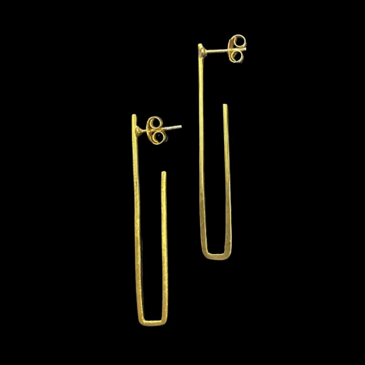Golden Rectangle Drop Earing | 925 Silver
