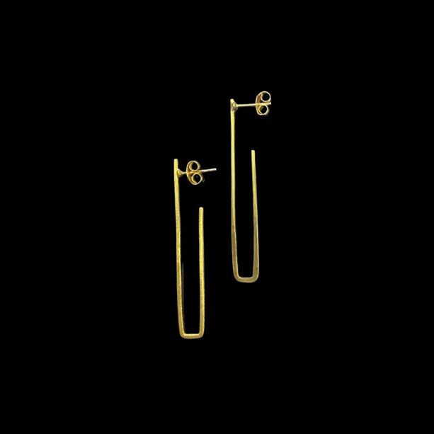 Golden Rectangle Drop Earing | 925 Silver