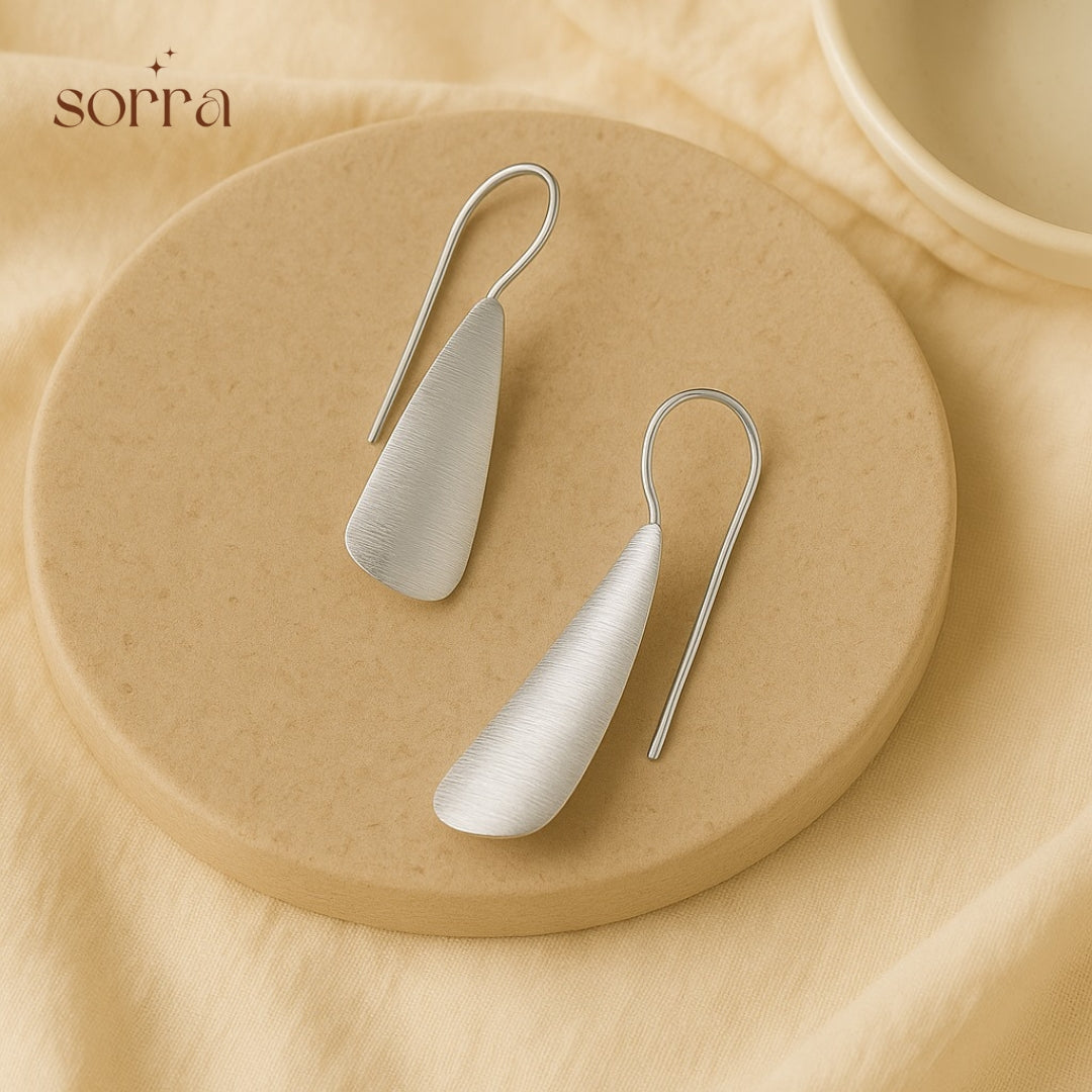 Silver Matte Teardrop Earrings | 925 Silver