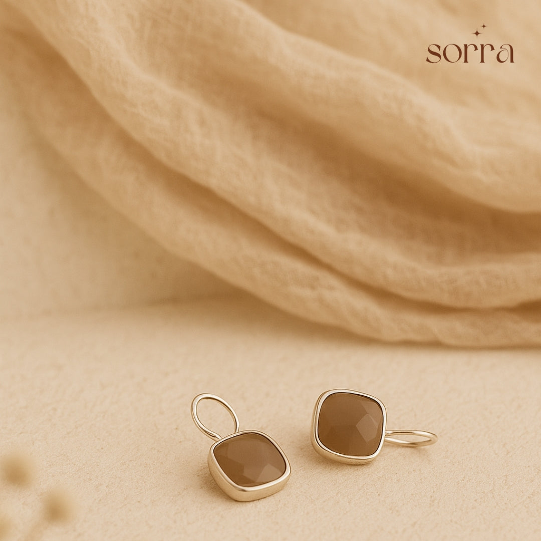 Pech Stone Cushion Drop Earrings | 925 Silver