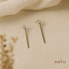Minimal Silver Bar Drop Earrings | 925 Silver