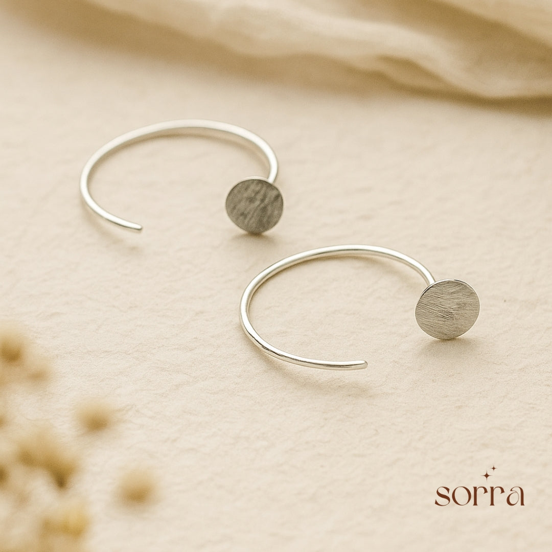 Silver Disc Mini Hoop Earrings | 925 Silver