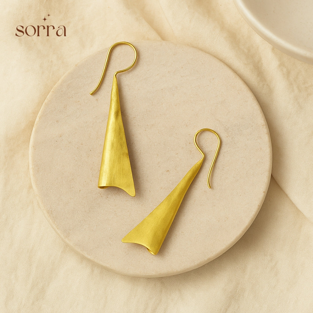 Golden Bell Curve Earrings | 925 Silver