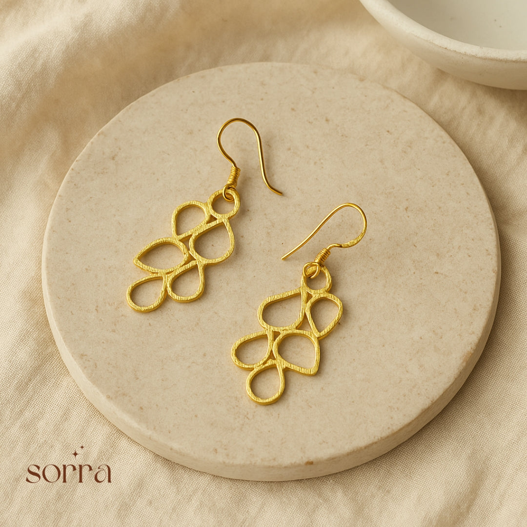Golden Petal Cluster Earrings | 925 Silver