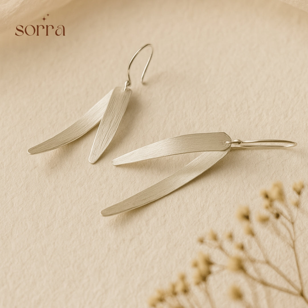 Silver Leaf Drop Earrings | 925 Silver