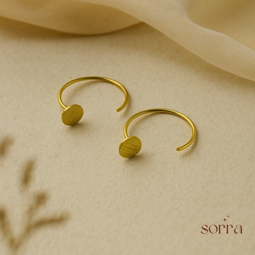 Golden Disc Mini Hoop Earrings | 925 Silver