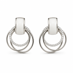 Ceramic Loop Sparkle Earrings | 925 Silver