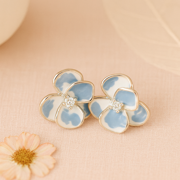 Blue Blossom Whisper Stud Earrings | 925 Silver