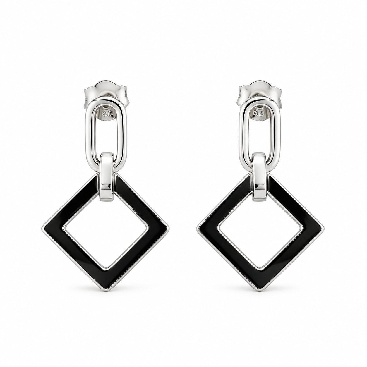 Black & Silver Geo Earrings | 925 Silver