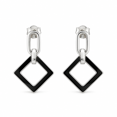 Black & Silver Geo Earrings | 925 Silver