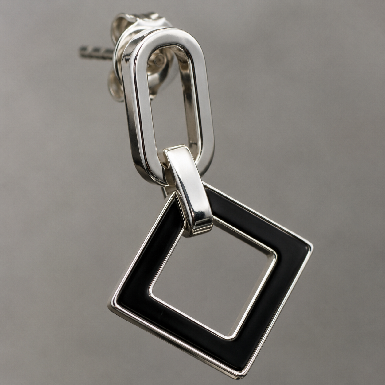 Black & Silver Geo Earrings | 925 Silver