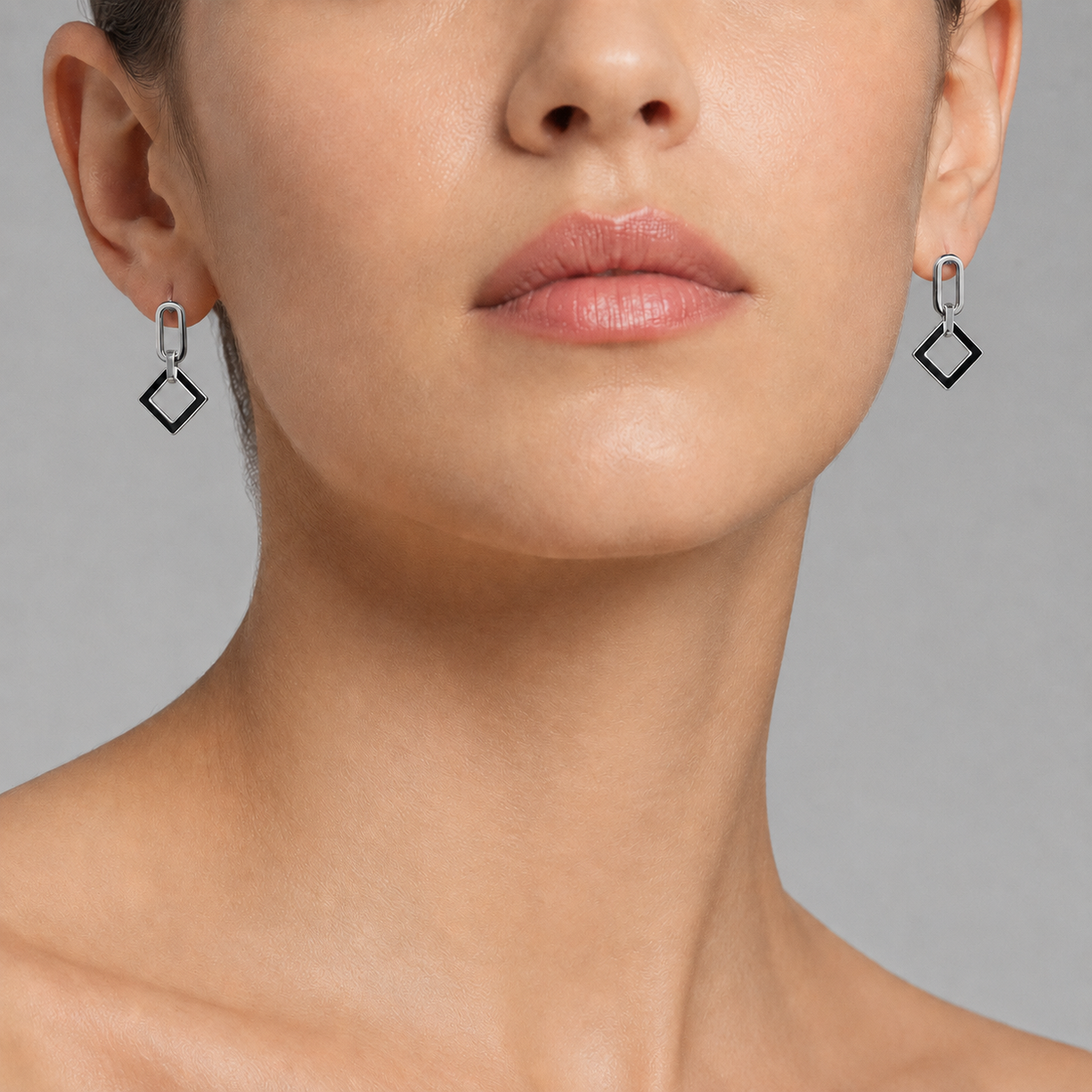 Black & Silver Geo Earrings | 925 Silver