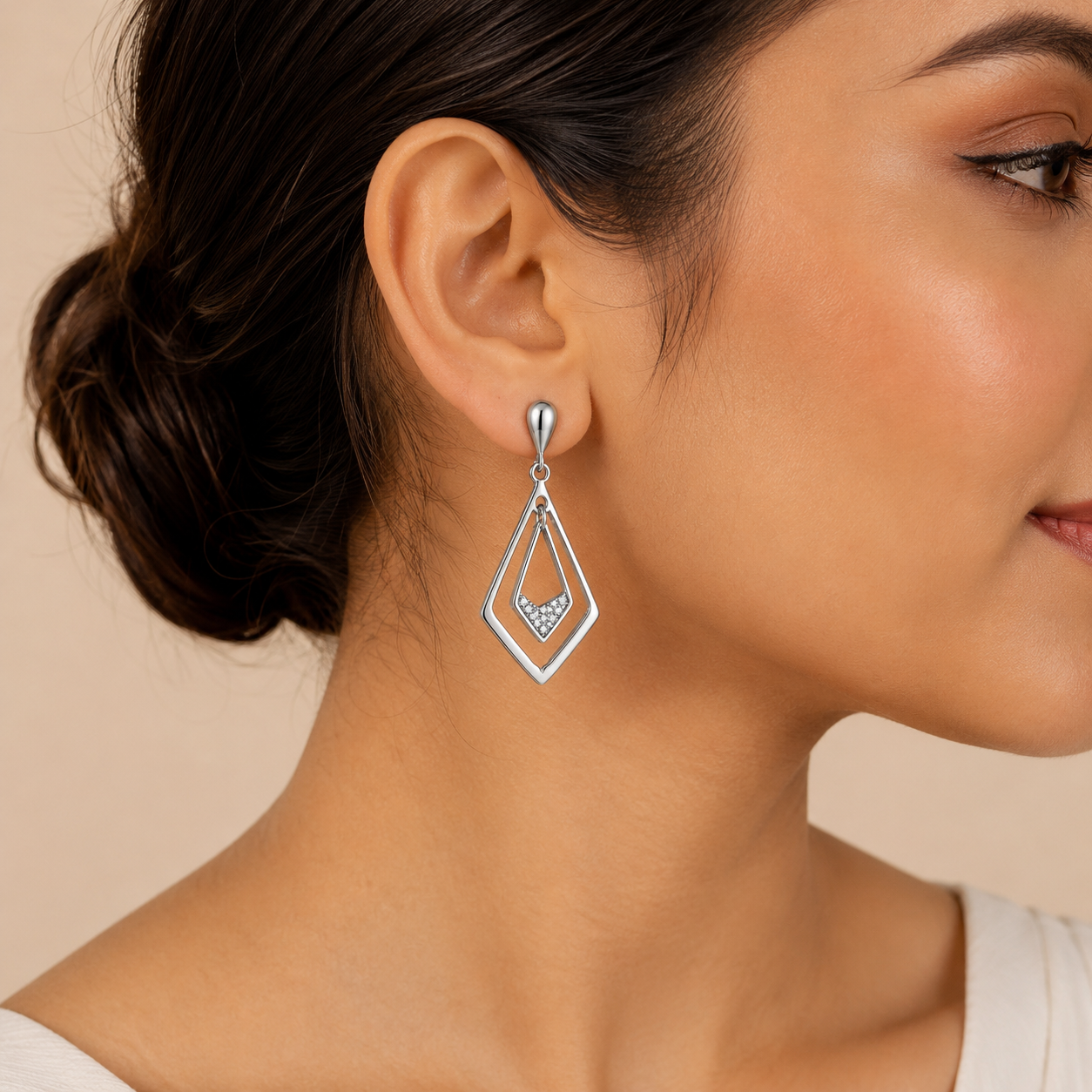 GeoFrame Sparkle Earrings | 925 Silver