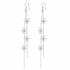 White Petal Cascade Earrings | 925 Silver
