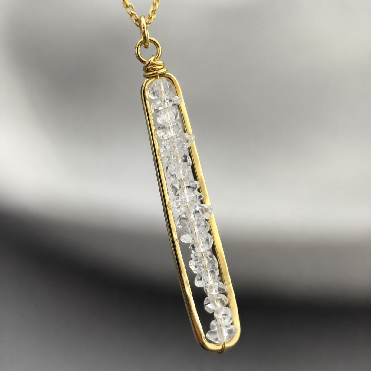 Crystal Beam Gold Pendant | 925 Silver