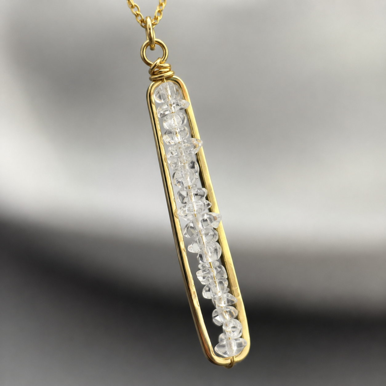 Crystal Beam Gold Pendant | 925 Silver