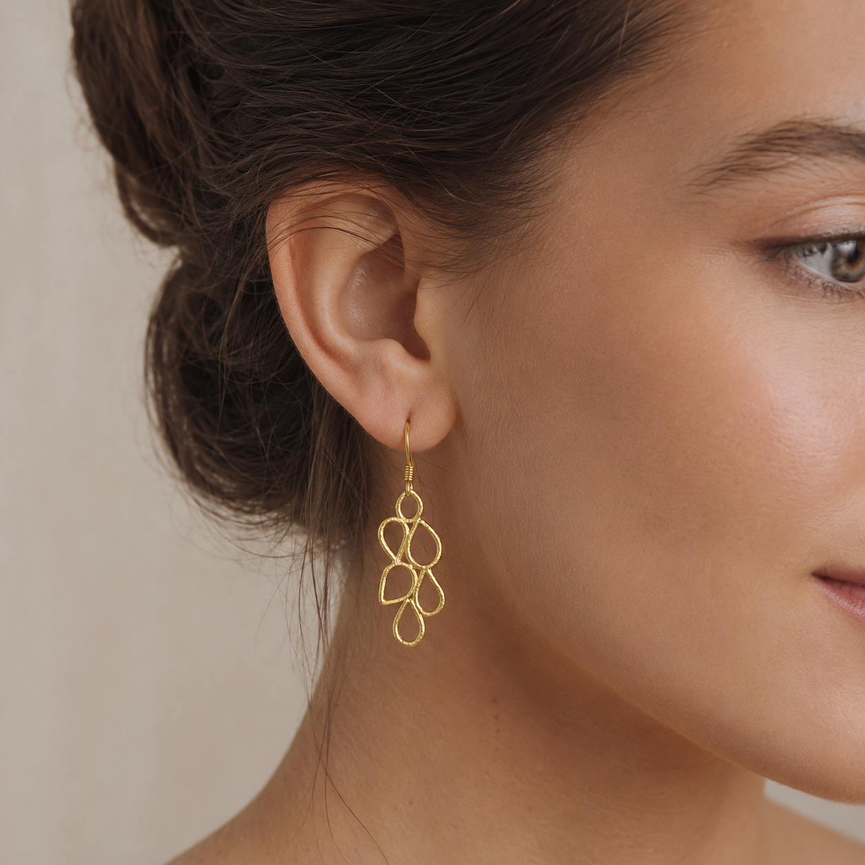 Golden Petal Cluster Earrings | 925 Silver