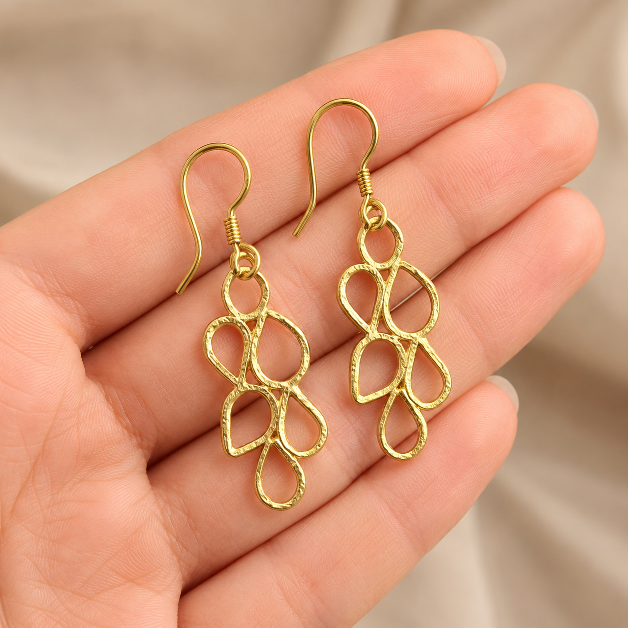 Golden Petal Cluster Earrings | 925 Silver