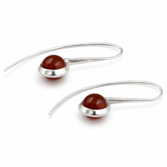 Silver Curve Drop Earrings – Red | 925 Silver