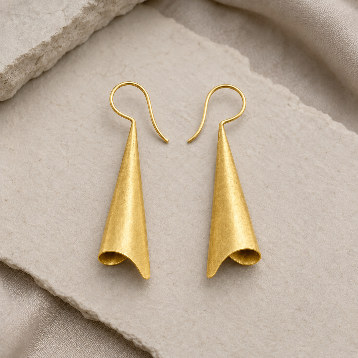 Golden Bell Curve Earrings | 925 Silver