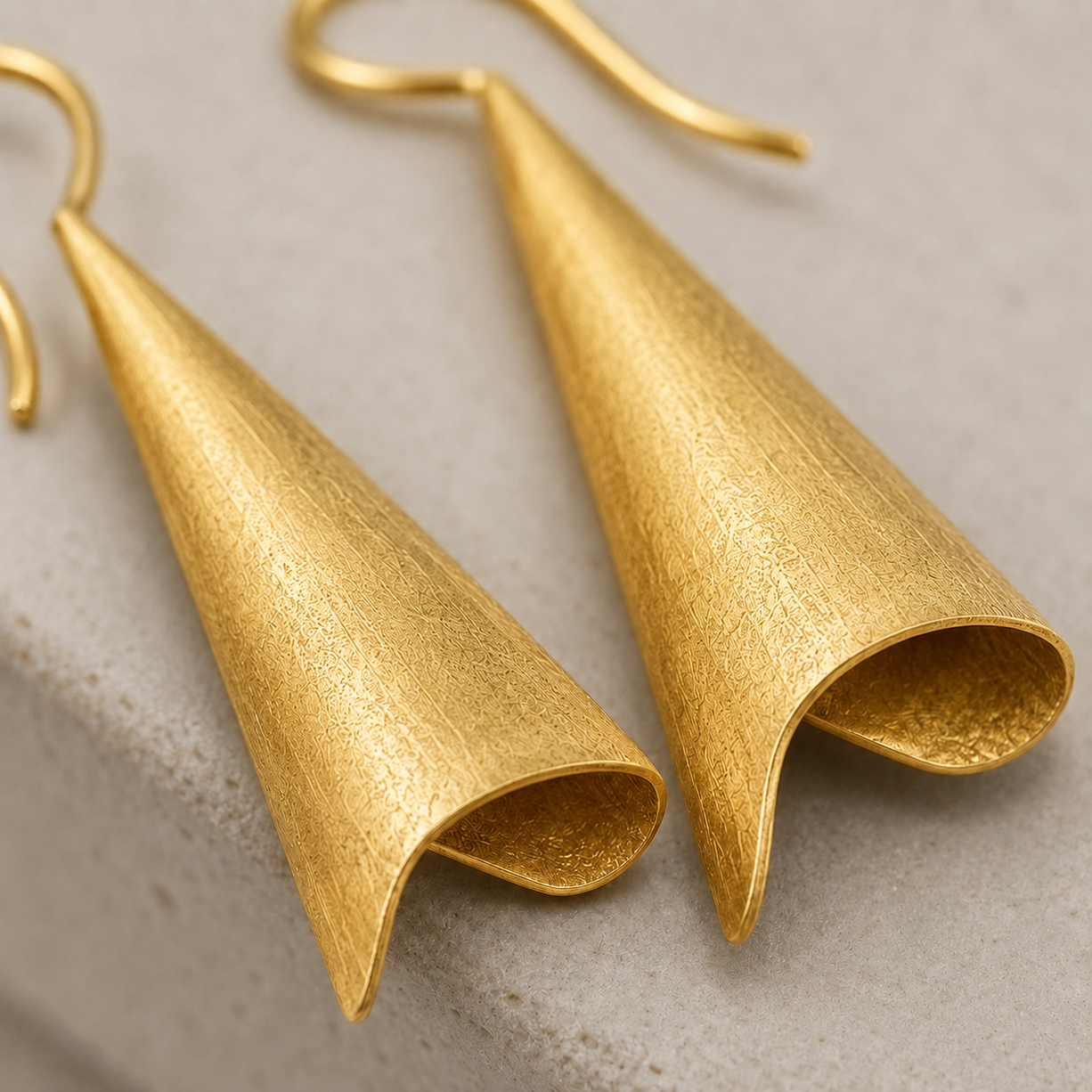 Golden Bell Curve Earrings | 925 Silver