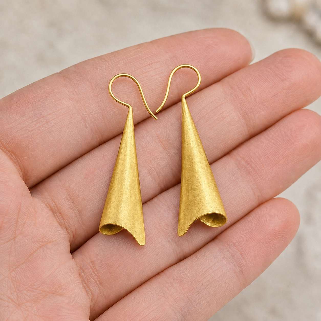 Golden Bell Curve Earrings | 925 Silver