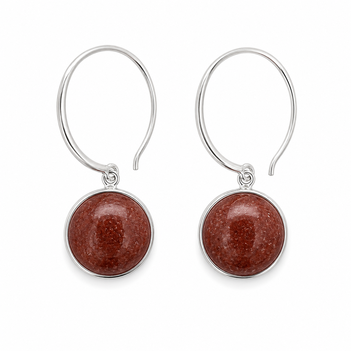 Cherry Red Stone Drop Earrings | 925 Silver