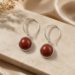 Cherry Red Stone Drop Earrings | 925 Silver