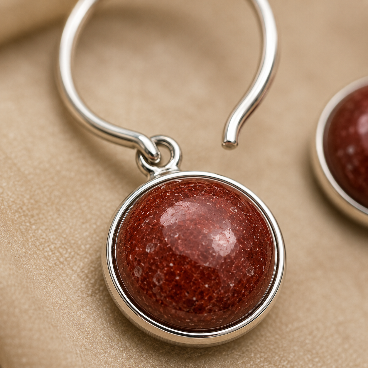 Cherry Red Stone Drop Earrings | 925 Silver