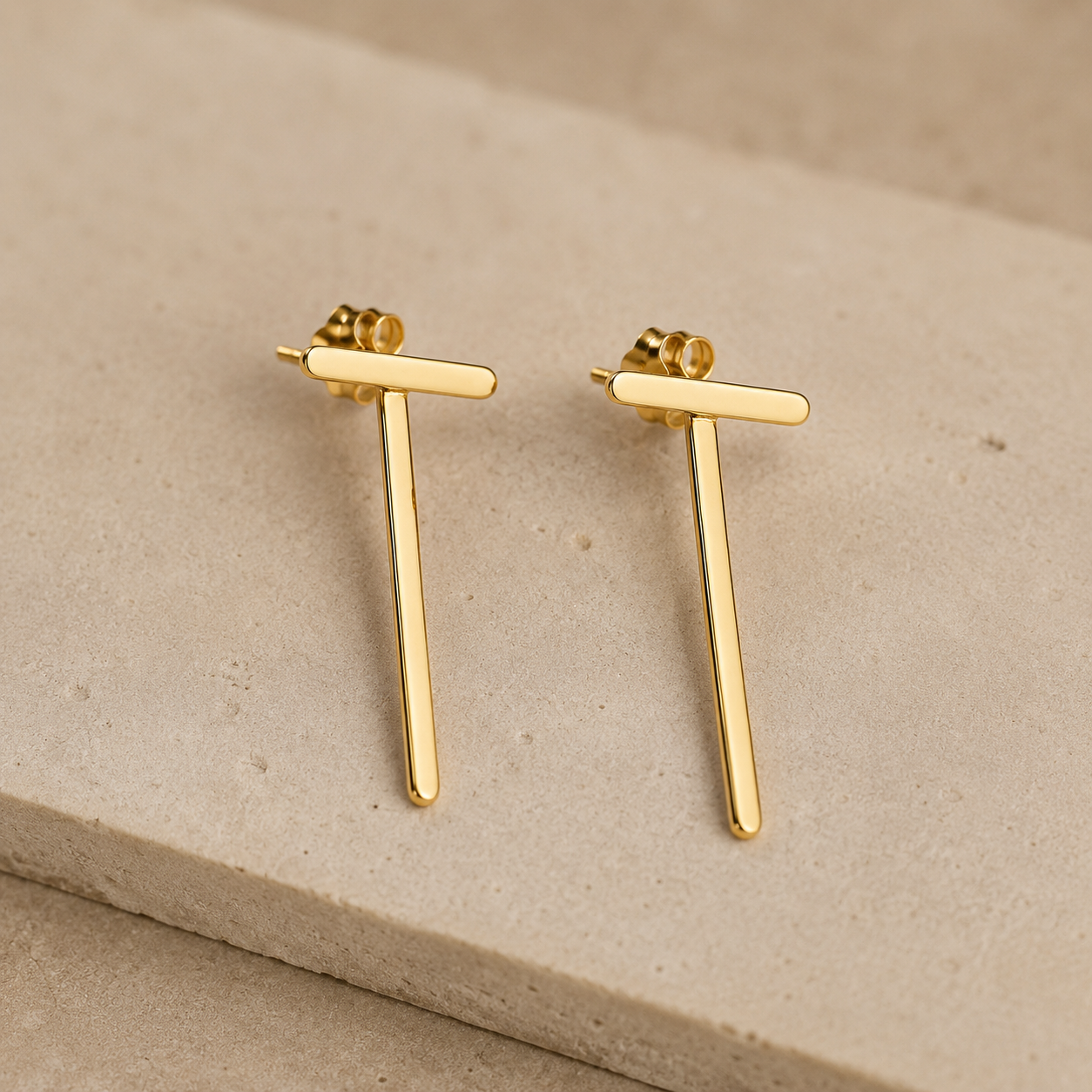 Chic Gold Bar Drop Earrings | 925 Silver