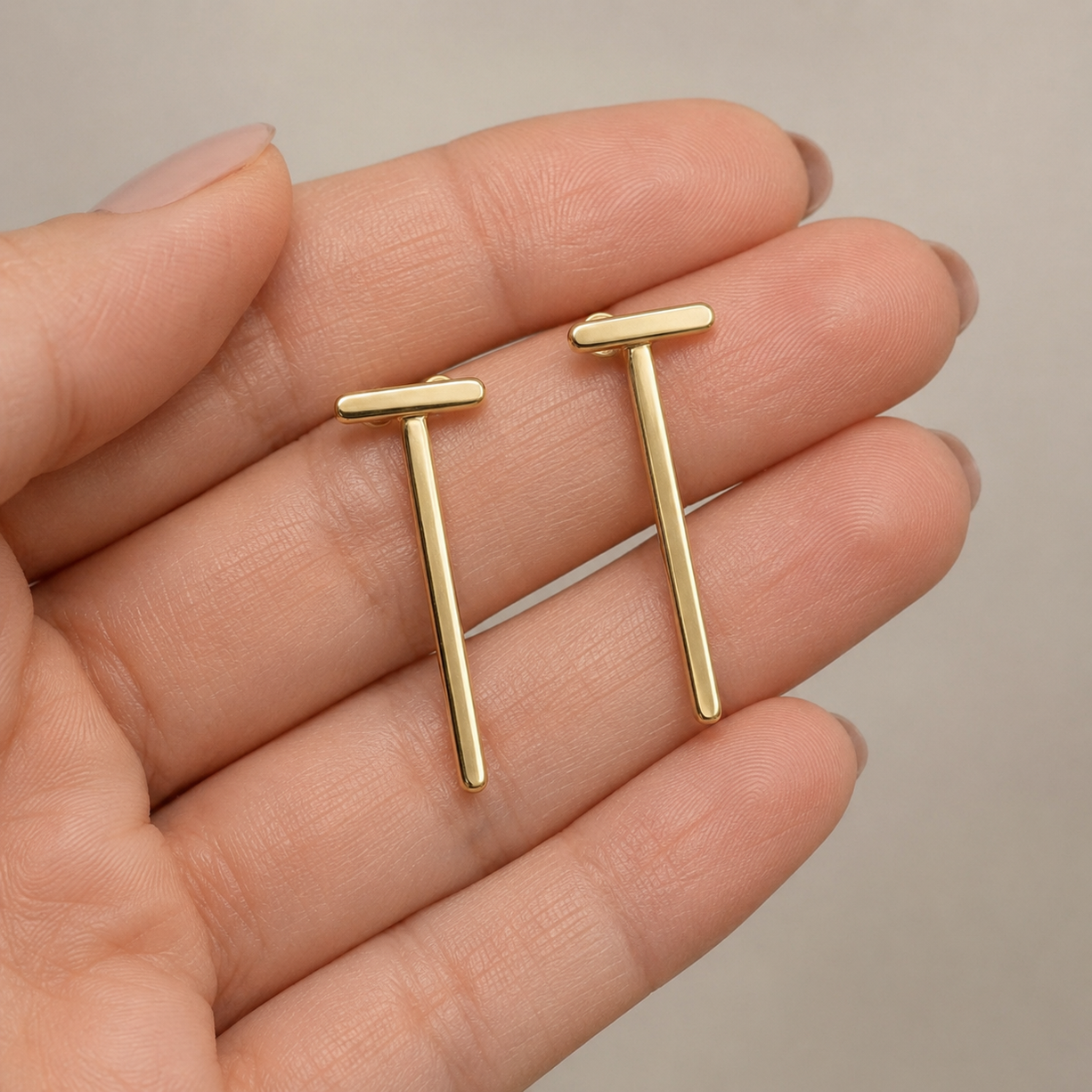 Chic Gold Bar Drop Earrings | 925 Silver