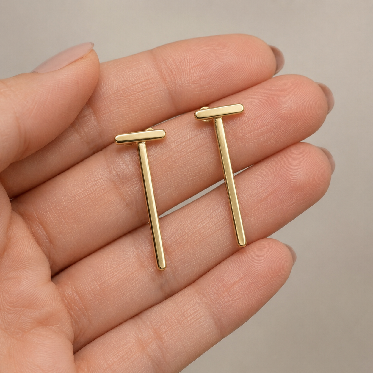 Chic Gold Bar Drop Earrings | 925 Silver