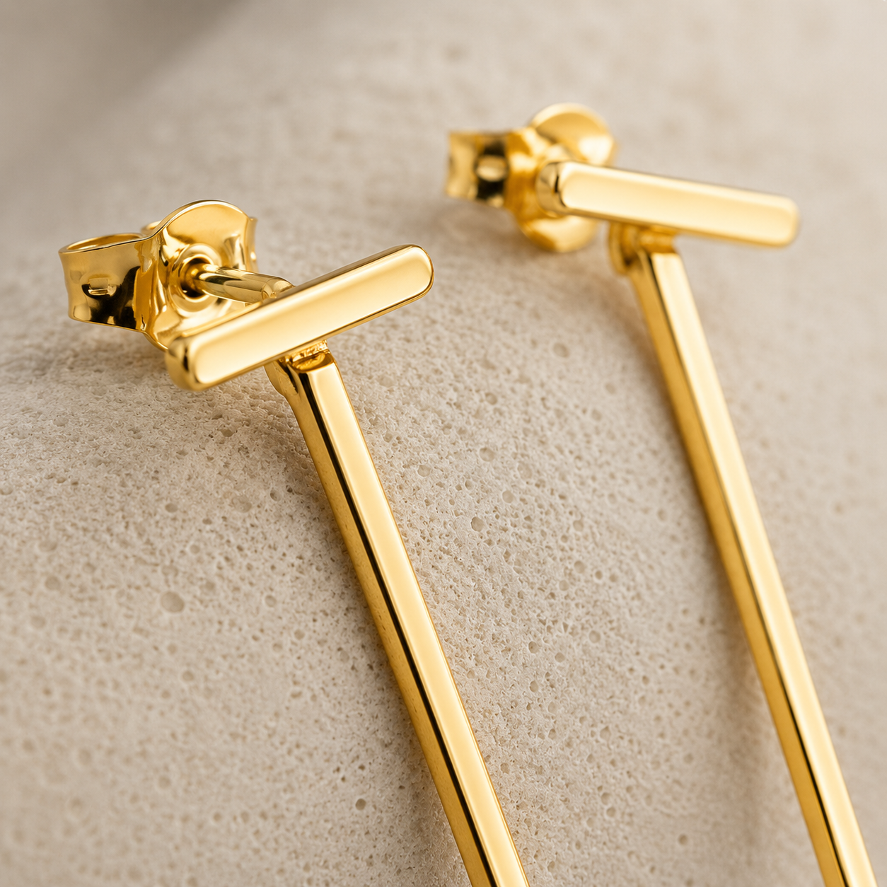 Chic Gold Bar Drop Earrings | 925 Silver