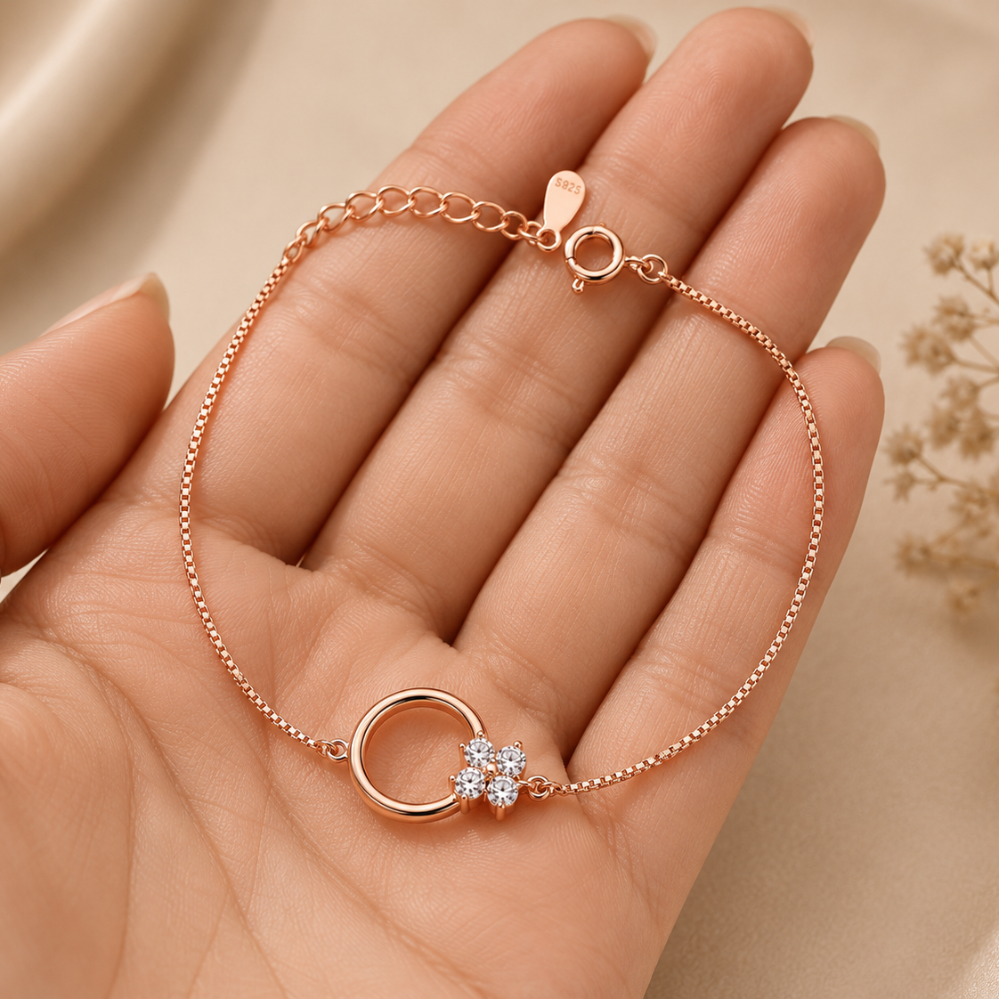 Circle of Rose Gold Grace Bracelet | 925 Silver