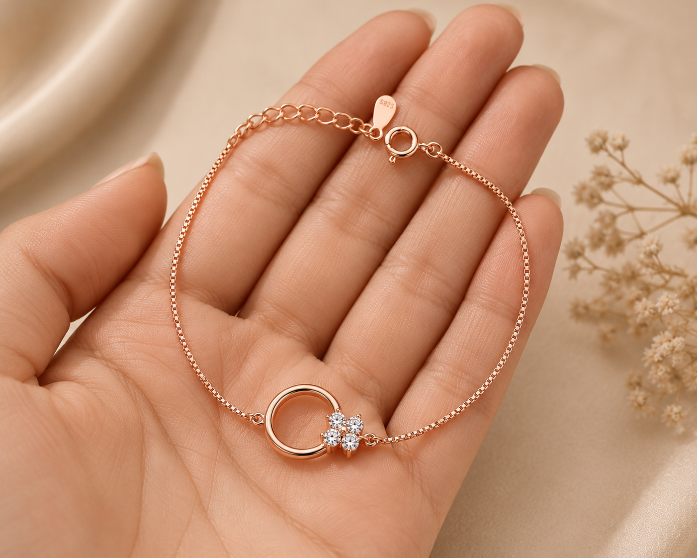 Circle of Rose Gold Grace Bracelet | 925 Silver