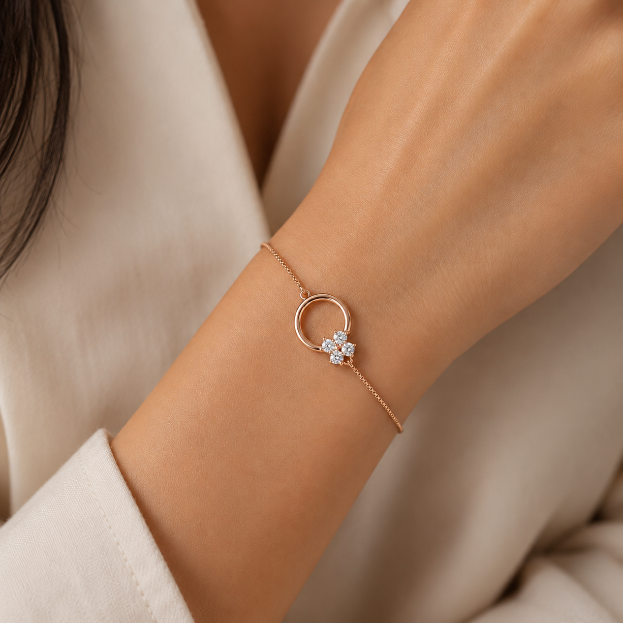 Circle of Rose Gold Grace Bracelet | 925 Silver