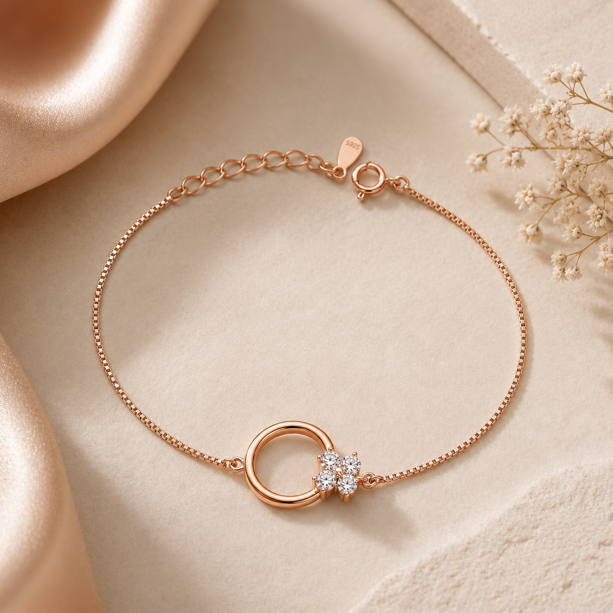 Circle of Rose Gold Grace Bracelet | 925 Silver