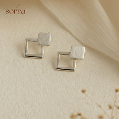 Twist Square Silver Earrings | 925 Silver