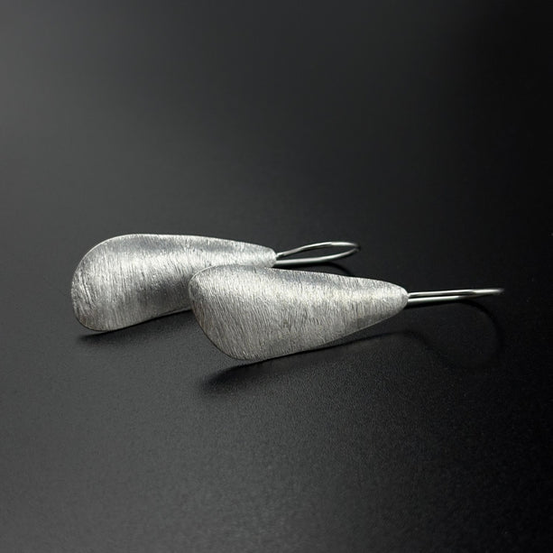 Silver Matte Teardrop Earrings | 925 Silver