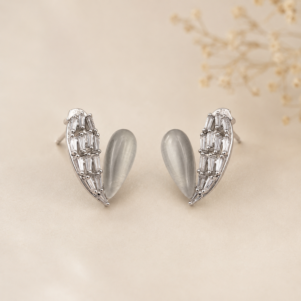 Crystal Hearts Earrings | 925 Silver